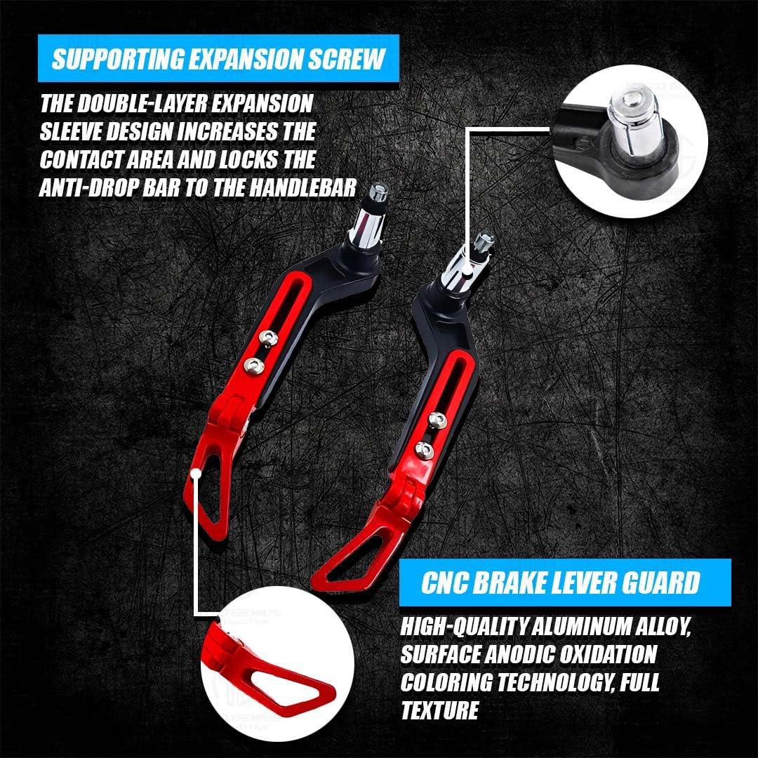 Premium Adjustable CNC Brake Clutch Lever Protector Guard for Motorcycles & Bikes – Universal Fit-Red - Moto Genius