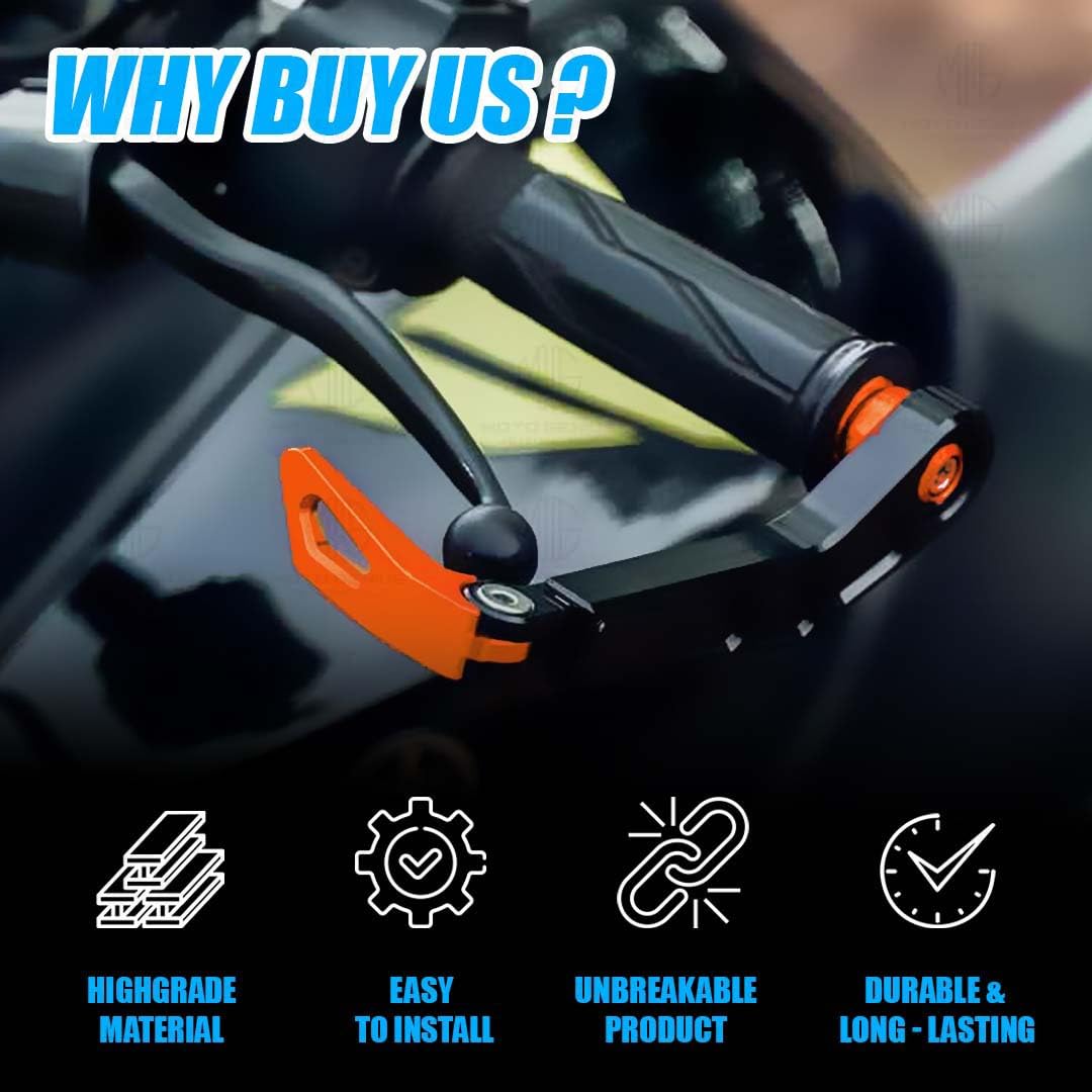 Premium Adjustable CNC Brake Clutch Lever Protector Guard for Motorcycles & Bikes – Universal Fit-Orange - Moto Genius