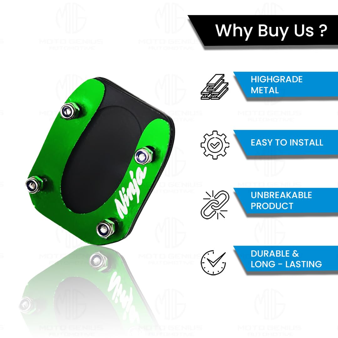 Premium Metal Side Stand Extender Replacement for Ninja 300 | Durable Finish, Easy Installation, Enhanced Stability-Green Black - Moto Genius