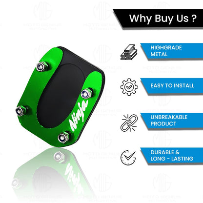 Premium Metal Side Stand Extender Replacement for Ninja 300 | Durable Finish, Easy Installation, Enhanced Stability-Green Black - Moto Genius