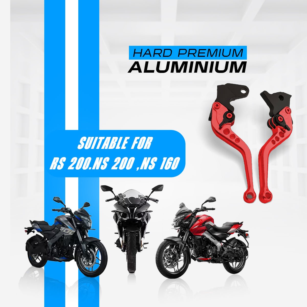 Pulsar NS200 NS160 RS200 Adjustable Clutch & Brake Lever Set | 6-Position CNC Aluminum Bike Levers | Heavy Duty, Ergonomic Motorcycle Hand Levers-Red - Moto Genius