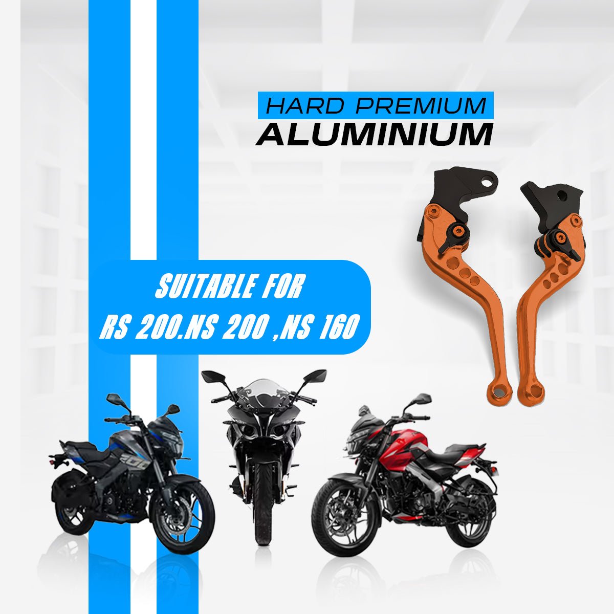 Pulsar NS200 NS160 RS200 Adjustable Clutch & Brake Lever Set | 6-Position CNC Aluminum Bike Levers | Heavy Duty, Ergonomic Motorcycle Hand Levers-Orange - Moto Genius