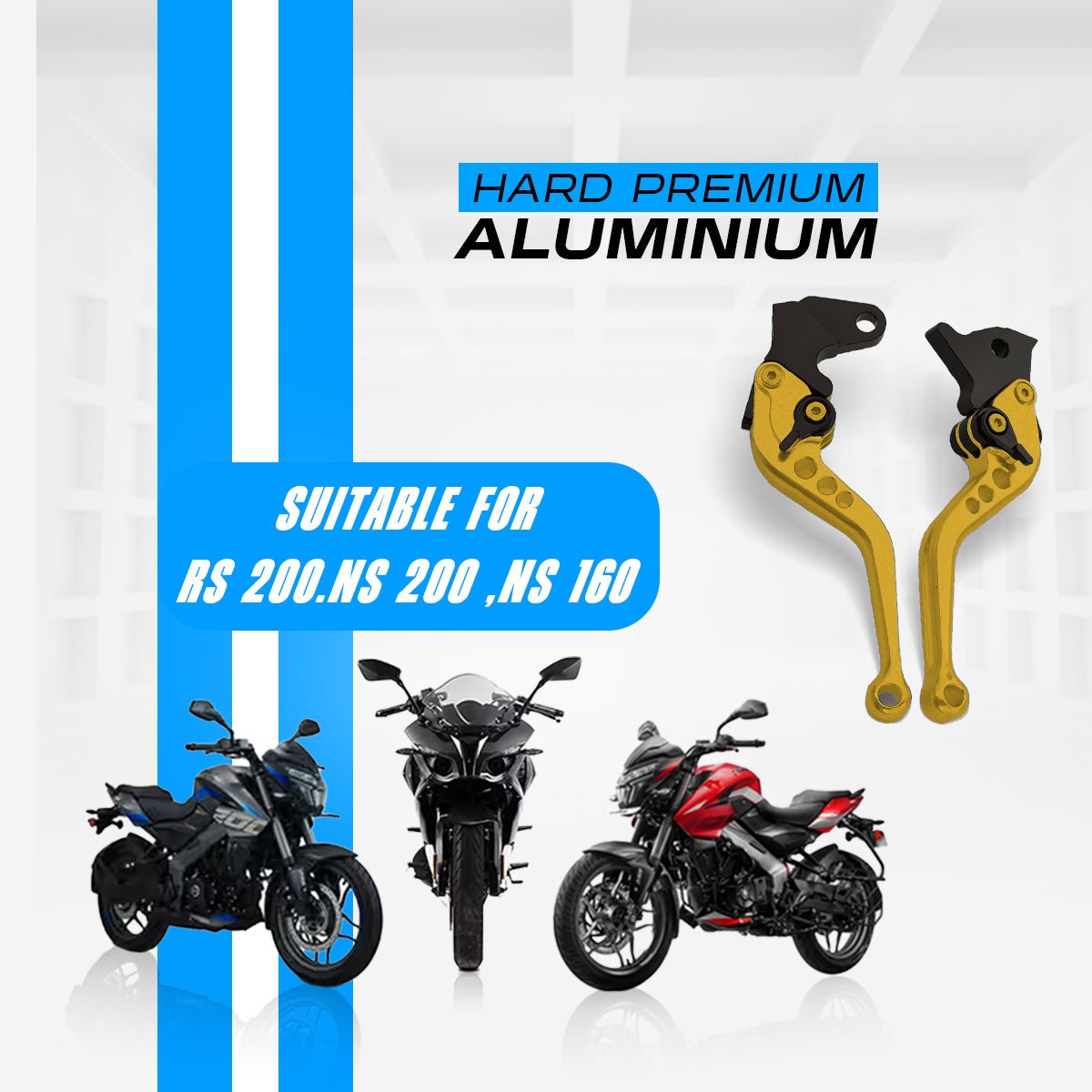 Pulsar NS200 NS160 RS200 Adjustable Clutch & Brake Lever Set | 6-Position CNC Aluminum Bike Levers | Heavy Duty, Ergonomic Motorcycle Hand Levers-Gold - Moto Genius