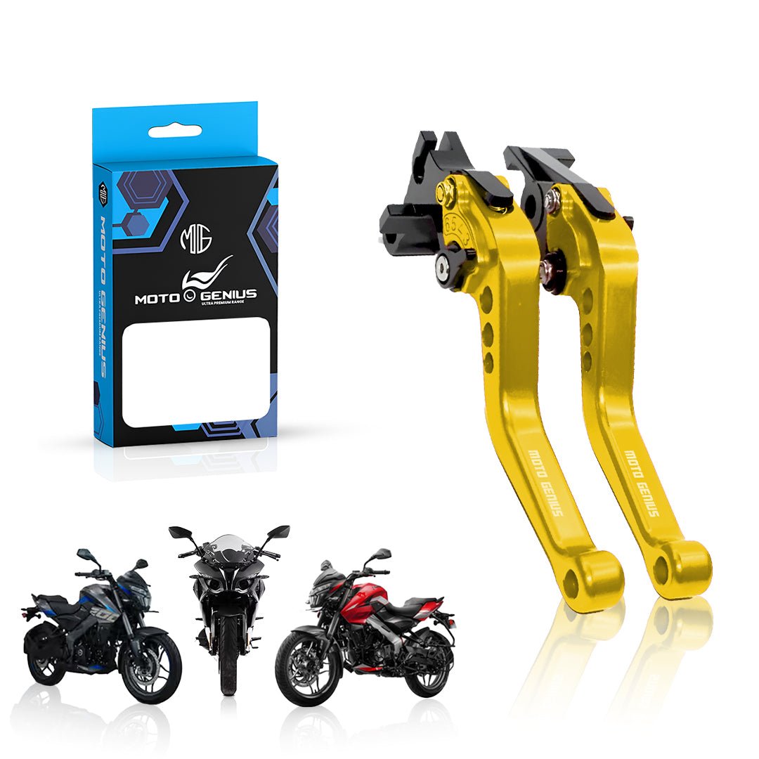 Pulsar NS200 NS160 RS200 Adjustable Clutch & Brake Lever Set | 6-Position CNC Aluminum Bike Levers | Heavy Duty, Ergonomic Motorcycle Hand Levers-Gold - Moto Genius