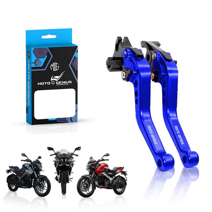 Pulsar NS200 NS160 RS200 Adjustable Clutch & Brake Lever Set | 6-Position CNC Aluminum Bike Levers | Heavy Duty, Ergonomic Motorcycle Hand Levers-Blue - Moto Genius