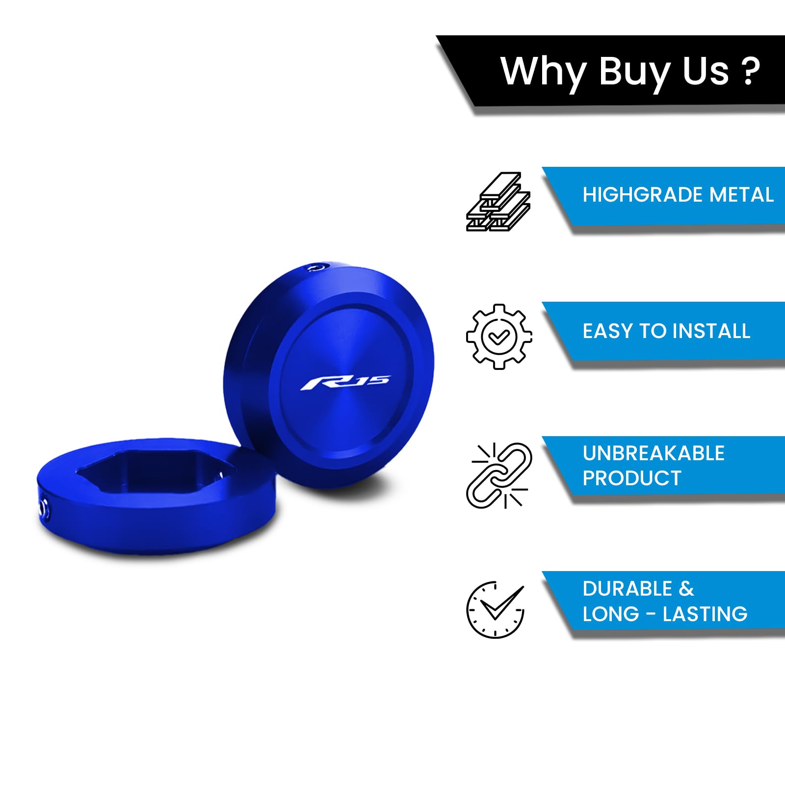 R15M R15 V4 V3 Front Fork Covers | CNC Aluminum Shock Absorber Top Caps | Motorcycle Front Fork Protection | Durable, Easy Install-Blue - Moto Genius