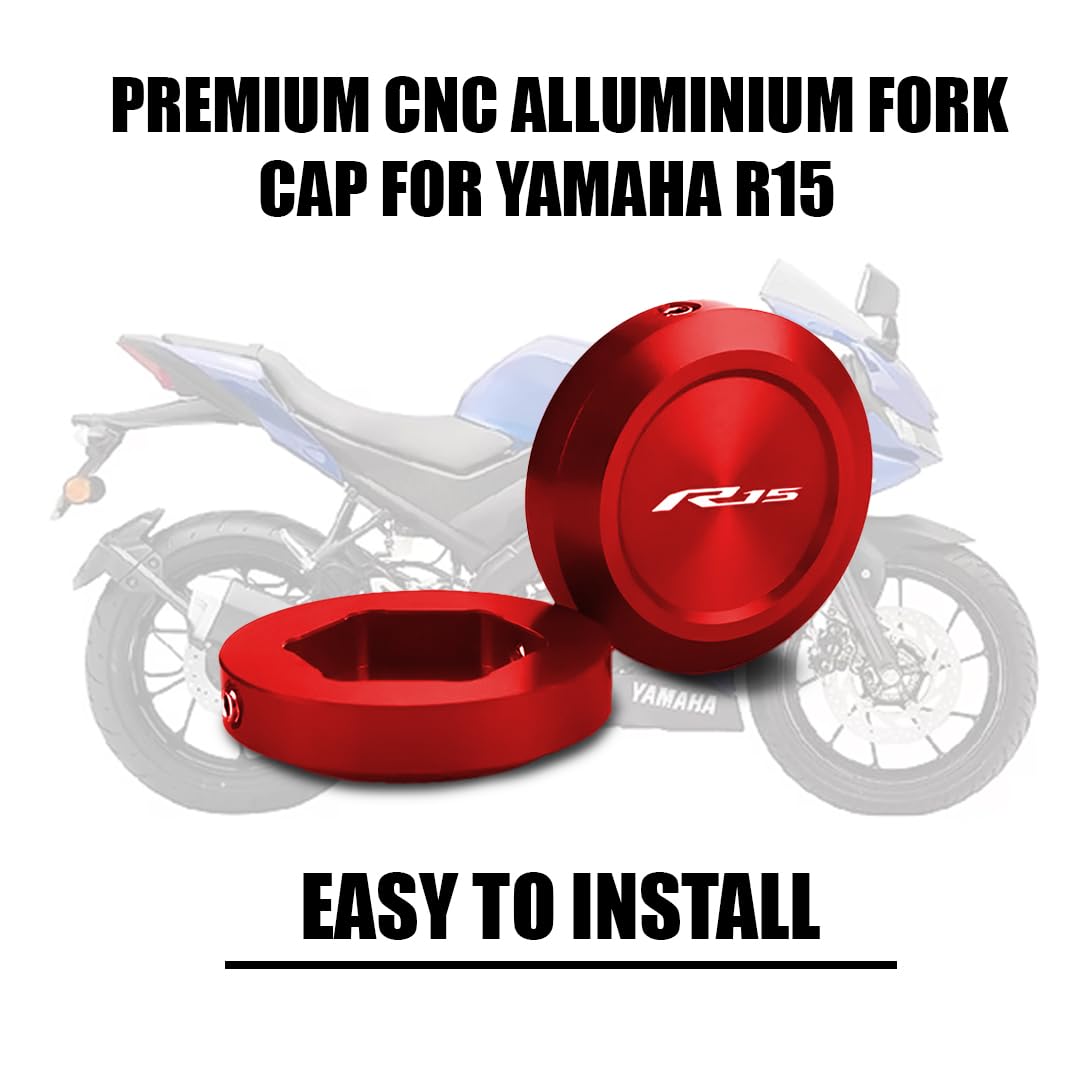 R15M R15 V4 V3 Front Fork Covers | CNC Aluminum Shock Absorber Top Caps | Motorcycle Front Fork Protection | Durable, Easy Install-Red - Moto Genius