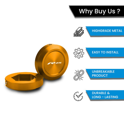 R15M R15 V4 V3 Front Fork Covers | CNC Aluminum Shock Absorber Top Caps | Motorcycle Front Fork Protection | Durable, Easy Install-Yellow - Moto Genius