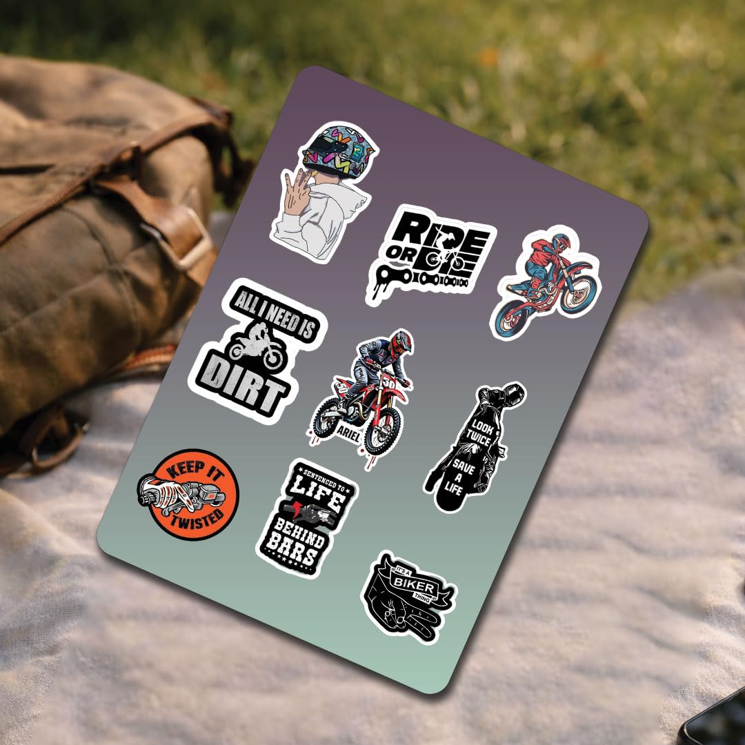 Racing Bike Motivational 3D Vinyl Stickers | Waterproof, Fade-Proof, Self-Adhesive Decals for Helmet, Bike, Car, Laptop & Mobile | Inspirational Racing Quotes Stickers (9 PC) - Moto Genius