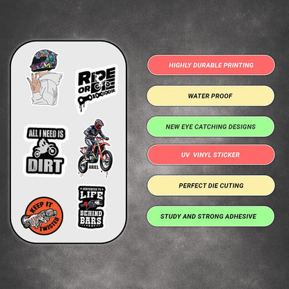 Racing Bike Motivational 3D Vinyl Stickers | Waterproof, Fade-Proof, Self-Adhesive Decals for Helmet, Bike, Car, Laptop & Mobile | Inspirational Racing Quotes Stickers (9 PC) - Moto Genius