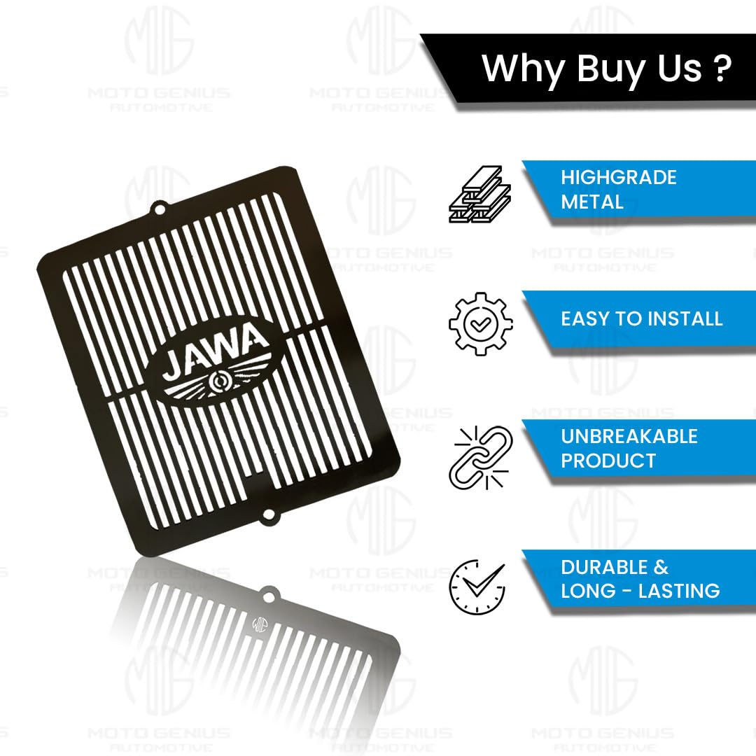 Radiator Guard for JAWA 42, PERAK, Bobber and Classic 300 Motorbike | Durable Metal Protector | Essential Accessory for Motorcycle Radiator Protection-Black - Moto Genius