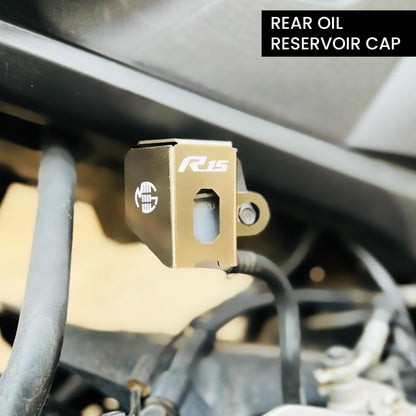 Rear Brake Oil Container Guard for R15 V3 – Durable Protection & Stylish Design for Motorcycles-Silver - Moto Genius
