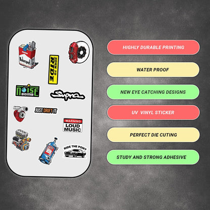 Riding Motivational 3D Vinyl Sticker for Car & Bike, Waterproof & Fade-Proof Self Adhesive Inspirational Decal for Helmet, Car Rear Glass, Bike & Accessories (11 PC) - Moto Genius