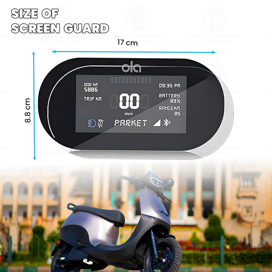 Screen Guard for Ola S1X Plus EV Scooter | Transparent, Anti Scratch, Anti-Fingerprint, Bubble Free Protector for Instrument Cluster Display-Transparent - Moto Genius