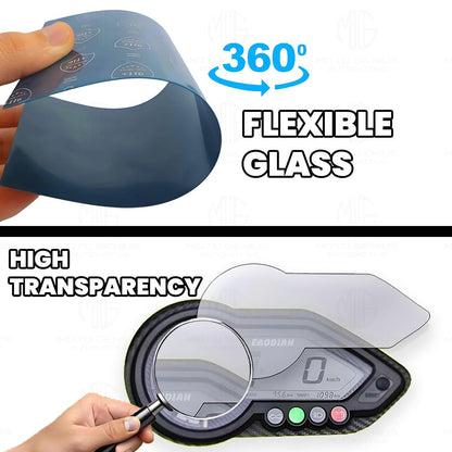 Screen Guard for Pulsar 180F Speedometer | Anti-Scratch and Dust Protection, Clear Tempered Glass Protector-Transparent - Moto Genius
