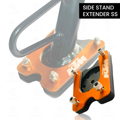 Side Stand Extender for ( GEN1 & GEN2 MODELS ONLY ) KTM Duke RC 125 200 250 390 | Heavy Duty Parking Support and Stability Enhancer-Orange Black - Moto Genius