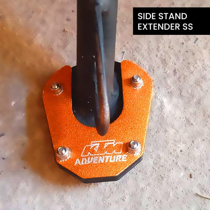 Side Stand Extender for KTM Adventure 390/250 ( ONLY FOR GEN 1 & 2 ) | Heavy Duty Parking Support and Stability Enhancer-Orange Black - Moto Genius