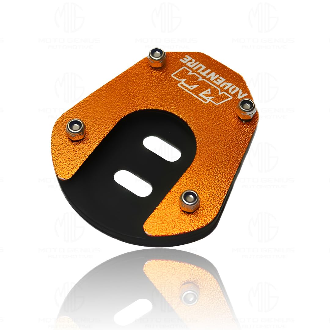 Side Stand Extender for KTM Adventure 390/250 ( ONLY FOR GEN 1 & 2 ) | Heavy Duty Parking Support and Stability Enhancer-Orange Black - Moto Genius