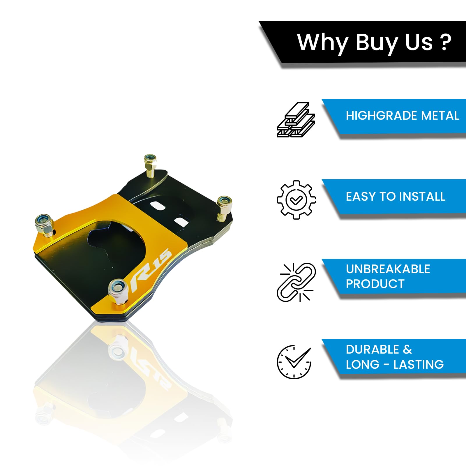 Side Stand Extender for R15 V3 | Heavy Duty Parking Support and Stability Enhancer-Yellow - Moto Genius
