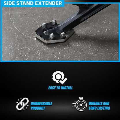 Side Stand Extender for RE Himalayan 450 | Heavy Duty Iron Parking Support & Stability Enhancer for Soft Ground-Black - Moto Genius