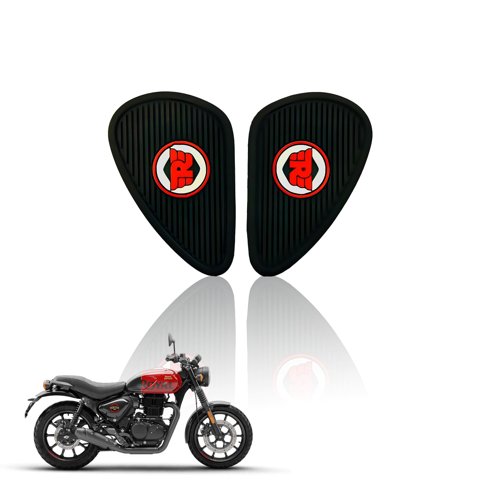 Silicone Tank Pads for Hunter | Premium Tank Protection Pads |Anti-Slip and Scratch-Resistant Design |Stylish and Durable (Pack of 2)-Red Black - Moto Genius