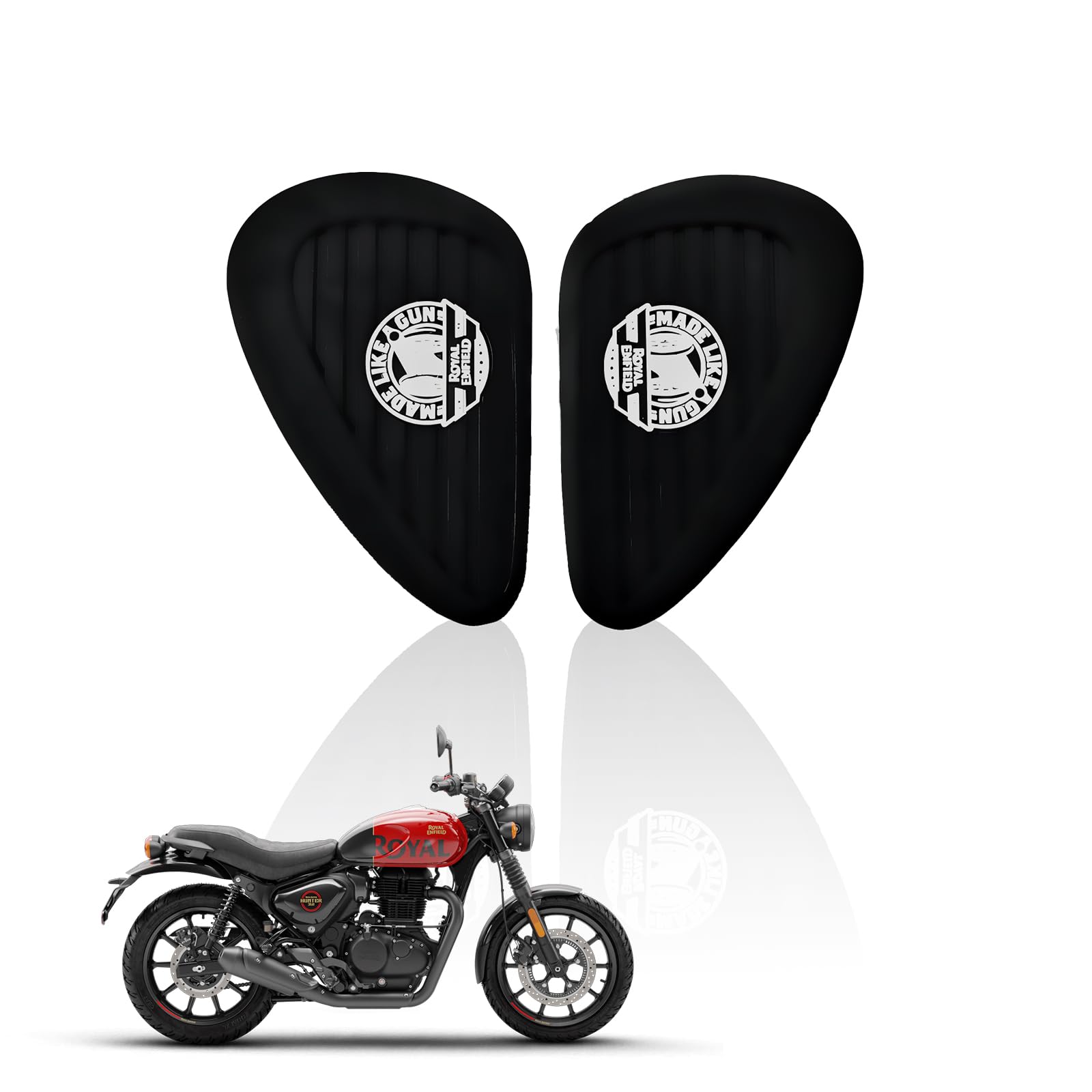 Silicone Tank Pads for Hunter | Premium Tank Protection Pads |Anti-Slip and Scratch-Resistant Design |Stylish and Durable (Pack of 2)-Black White - Moto Genius