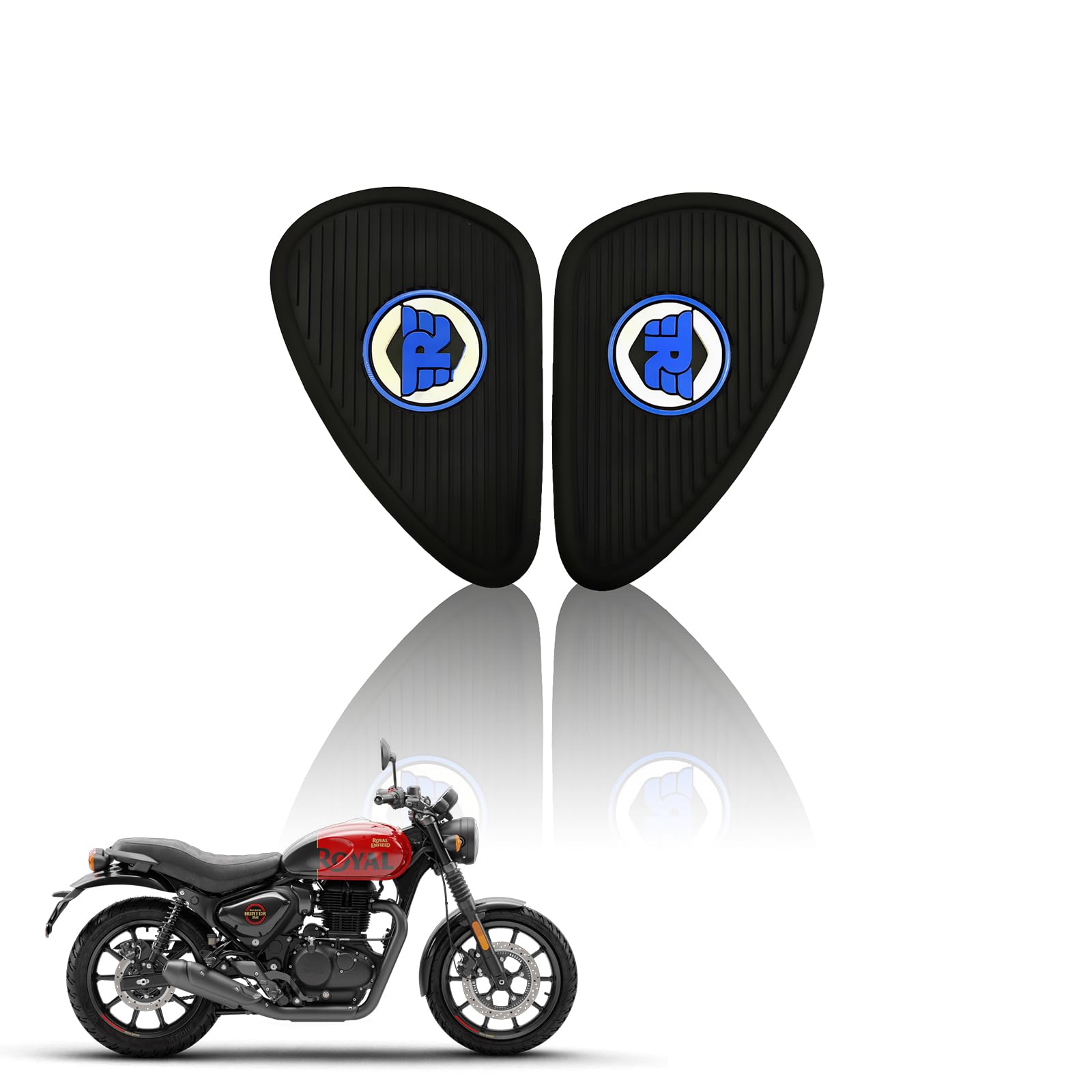 Silicone Tank Pads for Hunter | Premium Tank Protection Pads |Anti-Slip and Scratch-Resistant Design |Stylish and Durable (Pack of 2)-Black Blue - Moto Genius