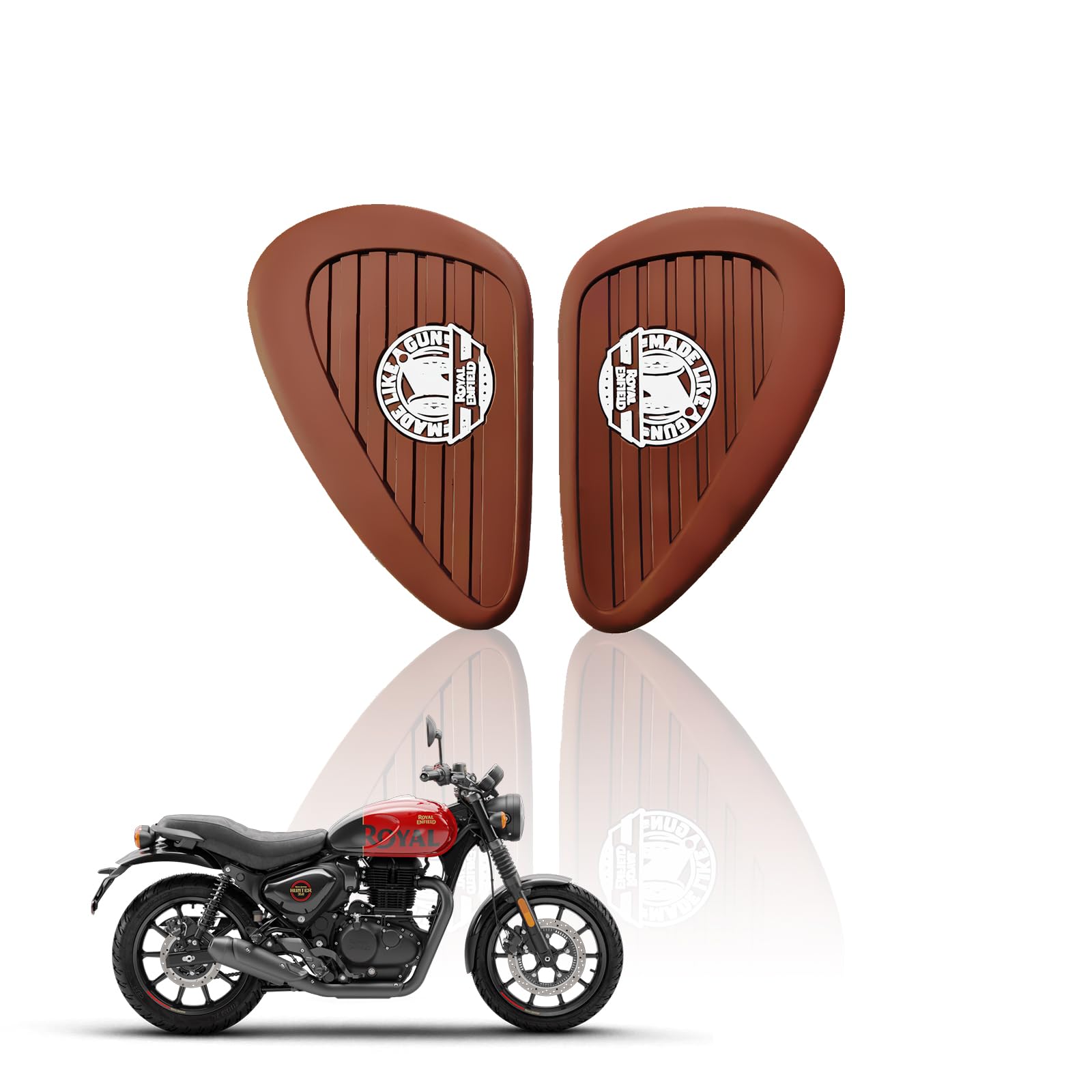 Silicone Tank Pads for Hunter | Premium Tank Protection Pads |Anti-Slip and Scratch-Resistant Design |Stylish and Durable (Pack of 2)-Brown - Moto Genius