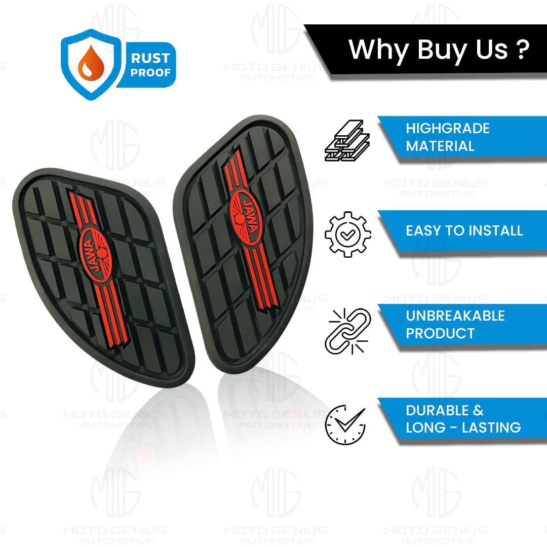 Silicone Tank Pads for JAWA All Models Motorbike | Premium Tank Protection Pads | Anti-Slip and Scratch-Resistant Design | Stylish and Durable | (Pack of 2)-Black - Moto Genius