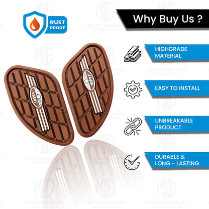 Silicone Tank Pads for JAWA All Models Motorbike | Premium Tank Protection Pads | Anti-Slip and Scratch-Resistant Design | Stylish and Durable | (Pack of 2)-Brown - Moto Genius