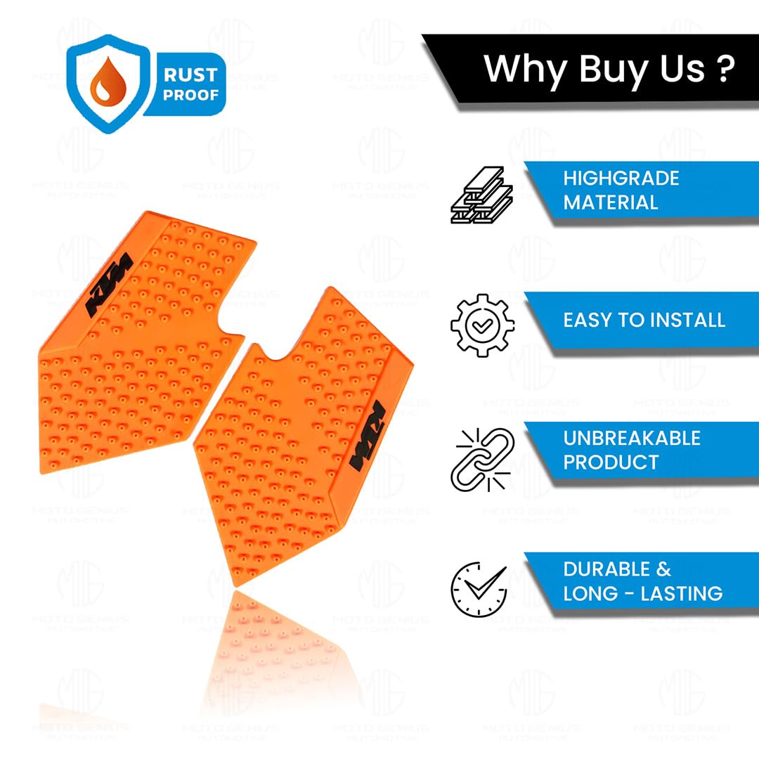 Silicone Tank Pads for KTM Adventure ( ONLY FOR GEN 1 & 2 ) Motorbikes | Premium Tank Protection Pads | Anti-Slip and Scratch-Resistant Design | Stylish and Durable | (Pack of 2)-Orange - Moto Genius
