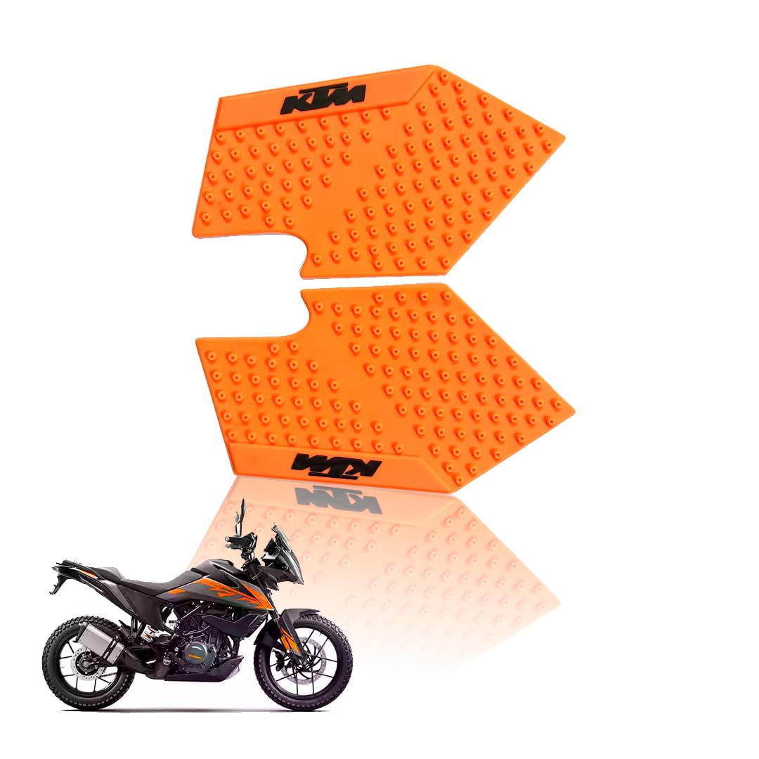 Silicone Tank Pads for KTM Adventure ( ONLY FOR GEN 1 & 2 ) Motorbikes | Premium Tank Protection Pads | Anti-Slip and Scratch-Resistant Design | Stylish and Durable | (Pack of 2)-Orange - Moto Genius