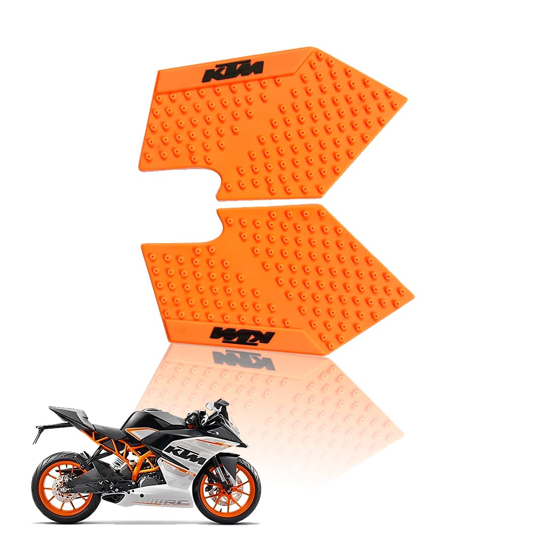 Silicone Tank Pads for KTM RC ( GEN1 & GEN2 MODELS ONLY ) All Model Bikes | Premium Tank Protection Pads | Anti-Slip and Scratch-Resistant Design |Stylish and Durable | RC 125/200/390/250 (Pack of 2)-Orange - Moto Genius