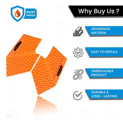 Silicone Tank Pads for KTM RC ( GEN1 & GEN2 MODELS ONLY ) All Model Bikes | Premium Tank Protection Pads | Anti-Slip and Scratch-Resistant Design |Stylish and Durable | RC 125/200/390/250 (Pack of 2)-Orange - Moto Genius