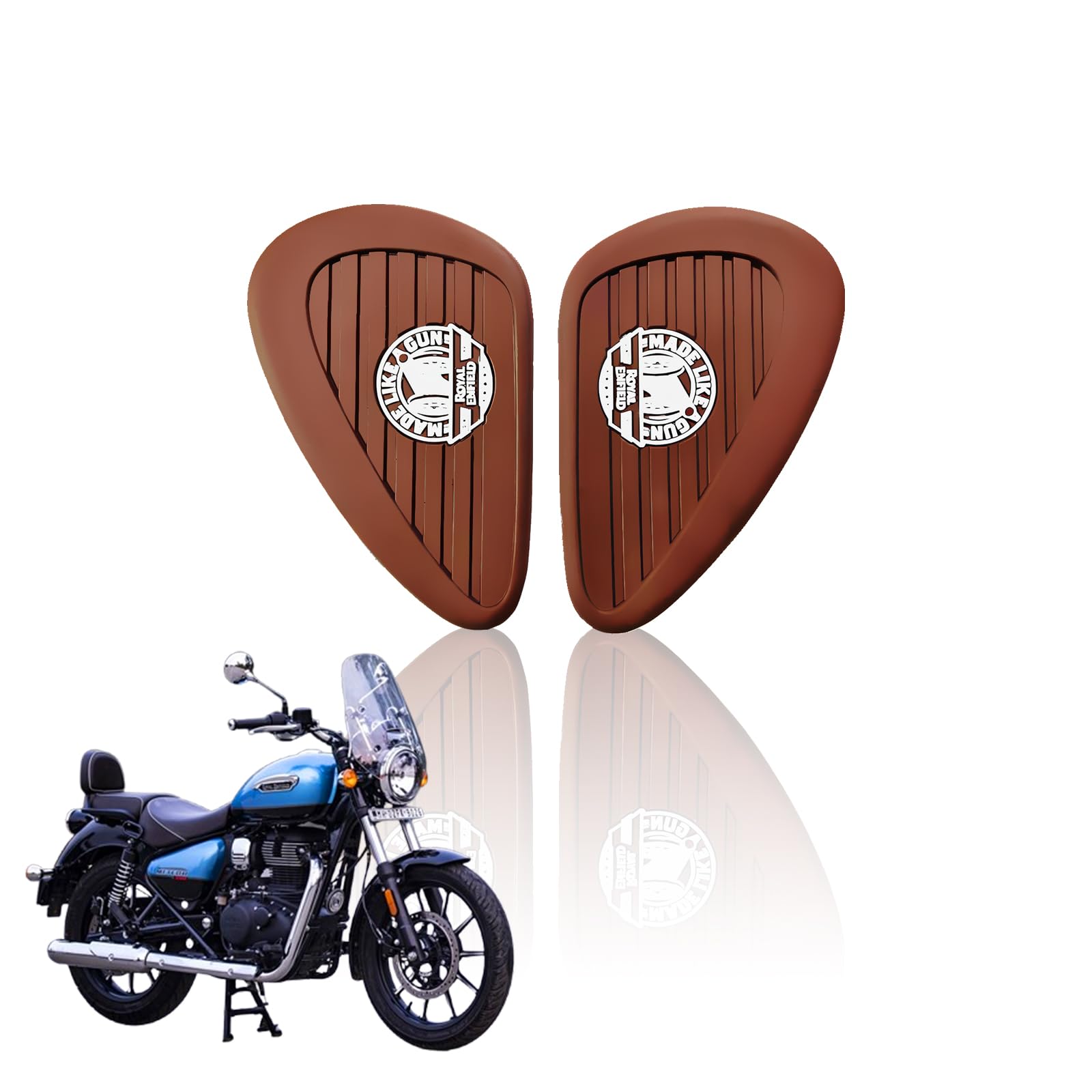 Silicone Tank Pads for Meteor 350 | Premium Tank Protection Pads |Anti-Slip and Scratch-Resistant Design |Stylish and Durable-Brown - Moto Genius