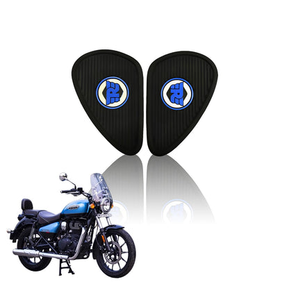 Silicone Tank Pads for Meteor 350 | Premium Tank Protection Pads |Anti-Slip and Scratch-Resistant Design |Stylish and Durable-Black Blue - Moto Genius