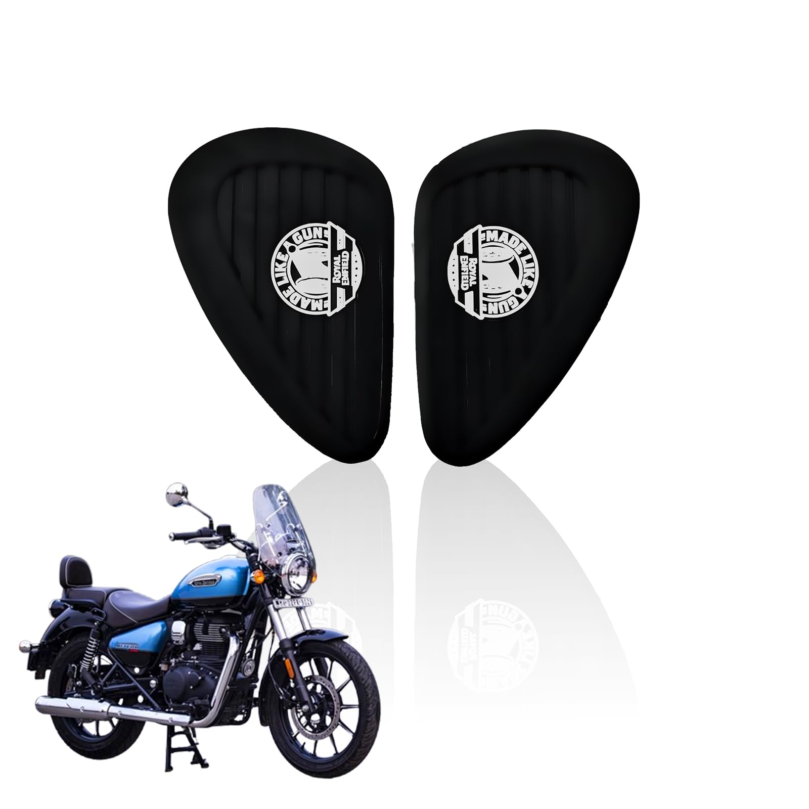 Silicone Tank Pads for Meteor 350 | Premium Tank Protection Pads |Anti-Slip and Scratch-Resistant Design |Stylish and Durable-Black White - Moto Genius