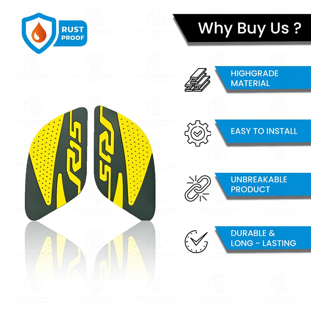 Silicone Tank Pads for R15 V3 | Premium Tank Protection Pads |Anti-Slip and Scratch-Resistant Design |Stylish and Durable (Pack of 2)-Yellow - Moto Genius