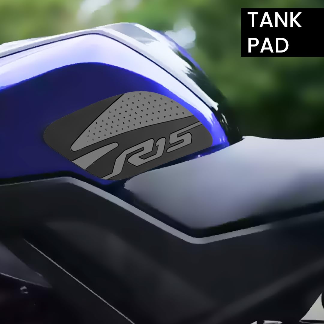 Silicone Tank Pads for R15 V3 | Premium Tank Protection Pads |Anti-Slip and Scratch-Resistant Design |Stylish and Durable (Pack of 2)-Grey+Black - Moto Genius