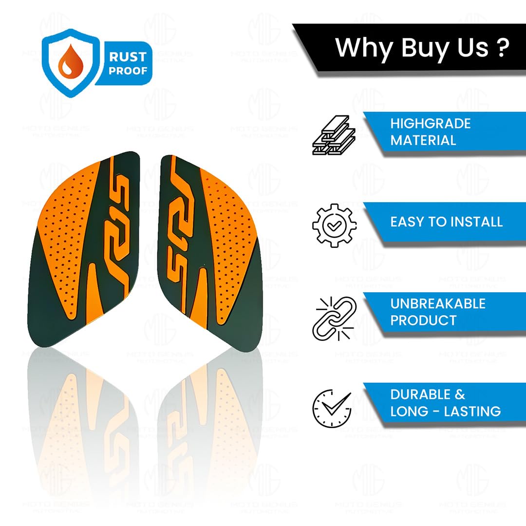 Silicone Tank Pads for R15 V3 | Premium Tank Protection Pads |Anti-Slip and Scratch-Resistant Design |Stylish and Durable (Pack of 2)-Orange - Moto Genius