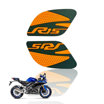 Silicone Tank Pads for R15 V3 | Premium Tank Protection Pads |Anti-Slip and Scratch-Resistant Design |Stylish and Durable (Pack of 2)-Orange - Moto Genius