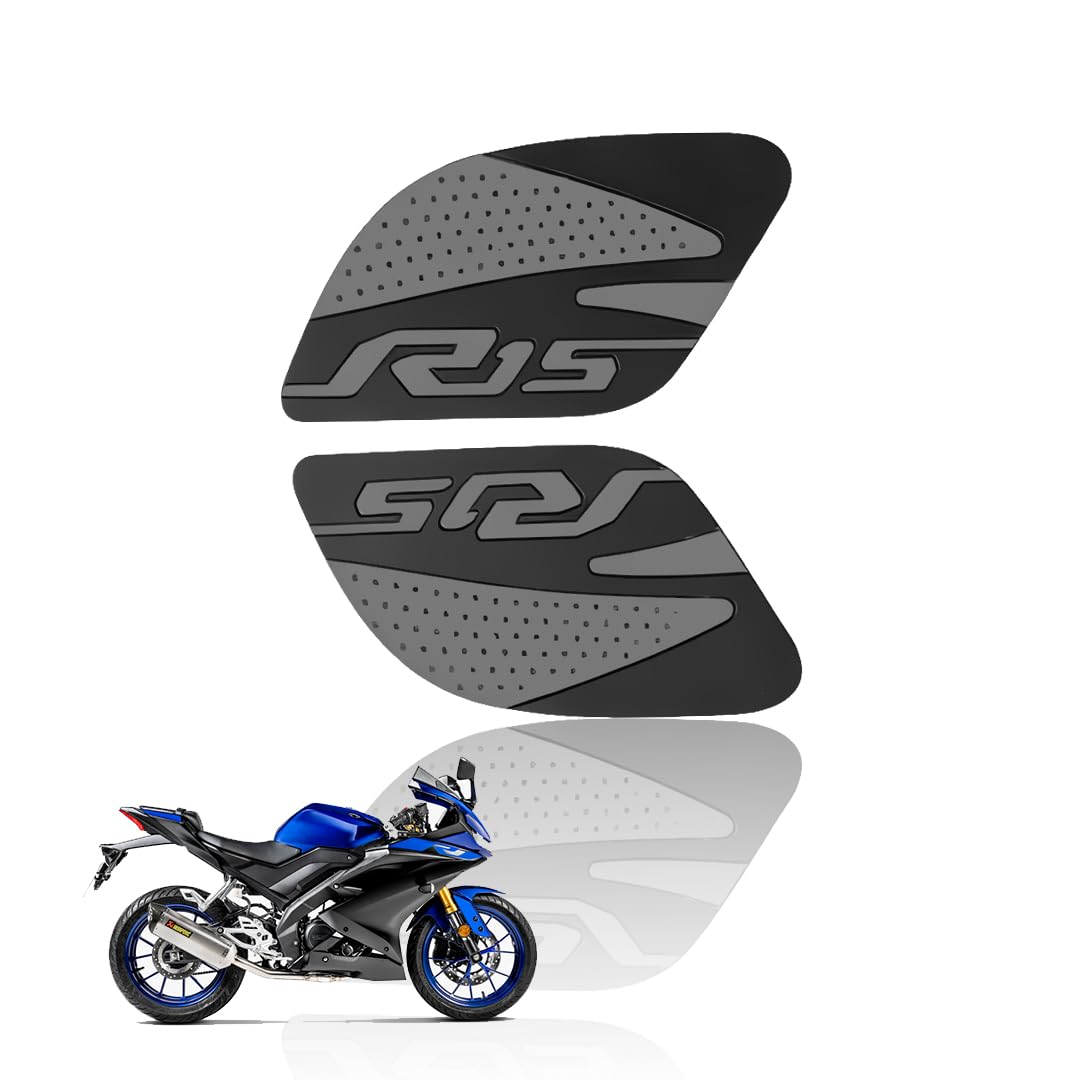 Silicone Tank Pads for R15 V3 | Premium Tank Protection Pads |Anti-Slip and Scratch-Resistant Design |Stylish and Durable (Pack of 2)-Grey+Black - Moto Genius