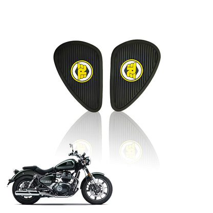 Silicone Tank Pads for RE Super Meteor 650 | Premium Tank Protection Pads |Anti-Slip and Scratch-Resistant Design |Stylish and Durable (Pack of 2)-Yellow Black - Moto Genius