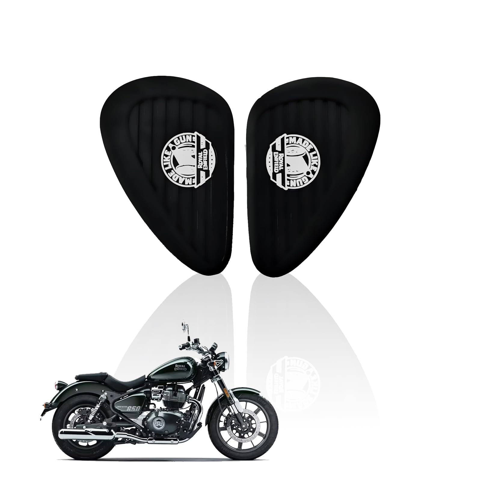 Silicone Tank Pads for RE Super Meteor 650 | Premium Tank Protection Pads |Anti-Slip and Scratch-Resistant Design |Stylish and Durable (Pack of 2)-Black White - Moto Genius