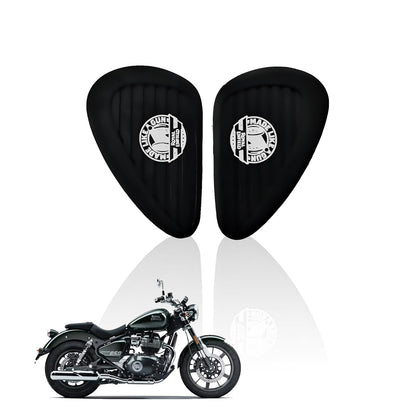 Silicone Tank Pads for RE Super Meteor 650 | Premium Tank Protection Pads |Anti-Slip and Scratch-Resistant Design |Stylish and Durable (Pack of 2)-Black White - Moto Genius
