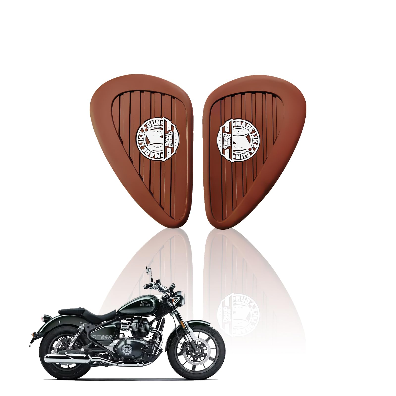 Silicone Tank Pads for RE Super Meteor 650 | Premium Tank Protection Pads |Anti-Slip and Scratch-Resistant Design |Stylish and Durable (Pack of 2)-Brown - Moto Genius