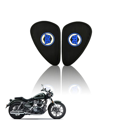 Silicone Tank Pads for RE Super Meteor 650 | Premium Tank Protection Pads |Anti-Slip and Scratch-Resistant Design |Stylish and Durable (Pack of 2)-Black Blue - Moto Genius