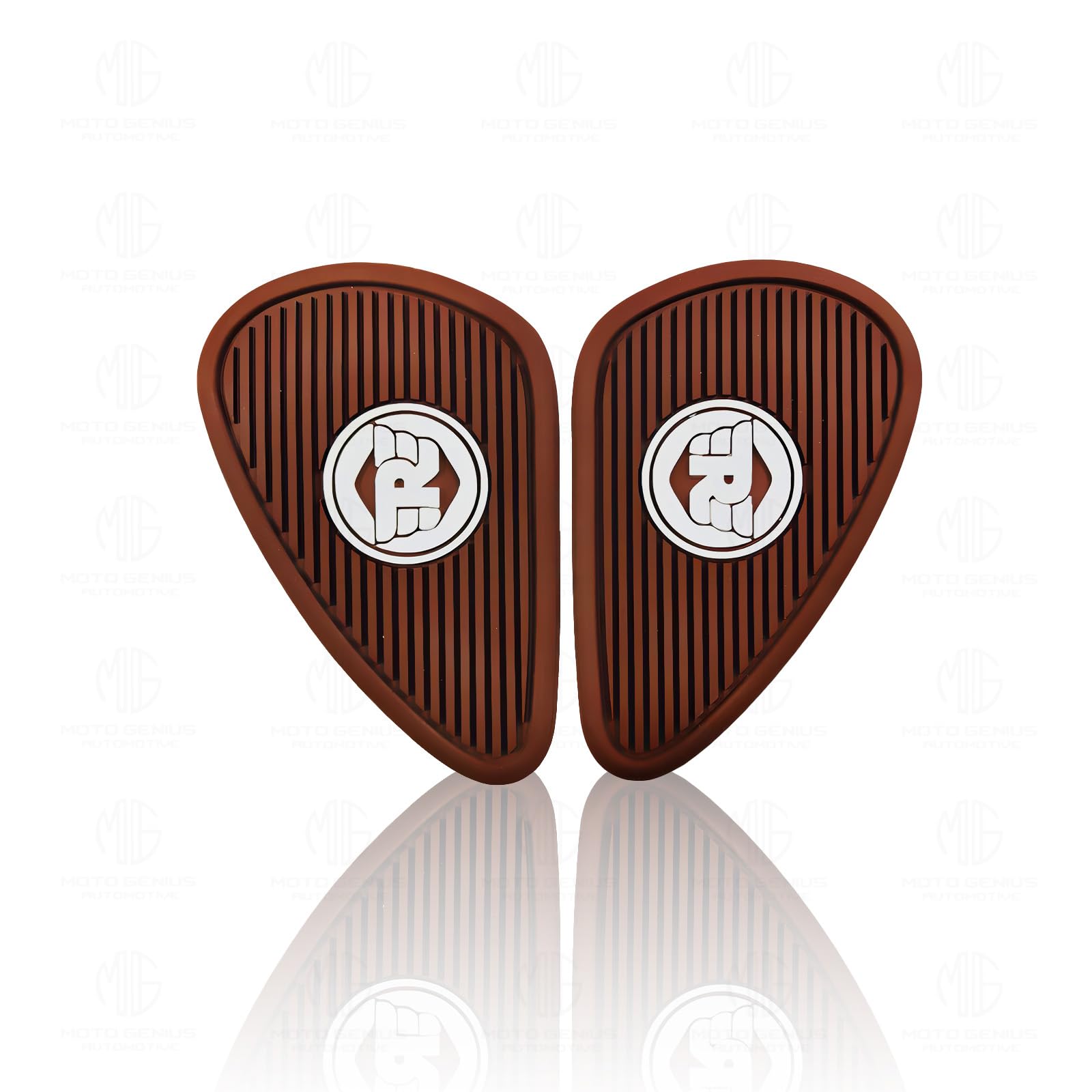 Silicone Tank Pads for RE Super Meteor 650 | Premium Tank Protection Pads |Anti-Slip and Scratch-Resistant Design |Stylish and Durable (Pack of 2)-Brown White - Moto Genius