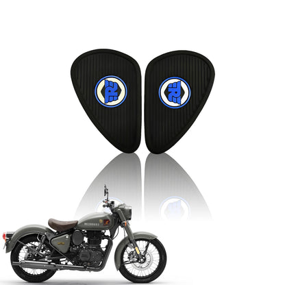 Silicone Tank Pads for Reborn Classic 350 | Premium Tank Protection Pads |Anti-Slip and Scratch-Resistant Design |Stylish and Durable (Pack of 2)-Black Blue - Moto Genius