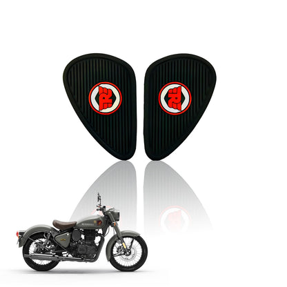 Silicone Tank Pads for Reborn Classic 350 | Premium Tank Protection Pads |Anti-Slip and Scratch-Resistant Design |Stylish and Durable (Pack of 2)-Red Black - Moto Genius